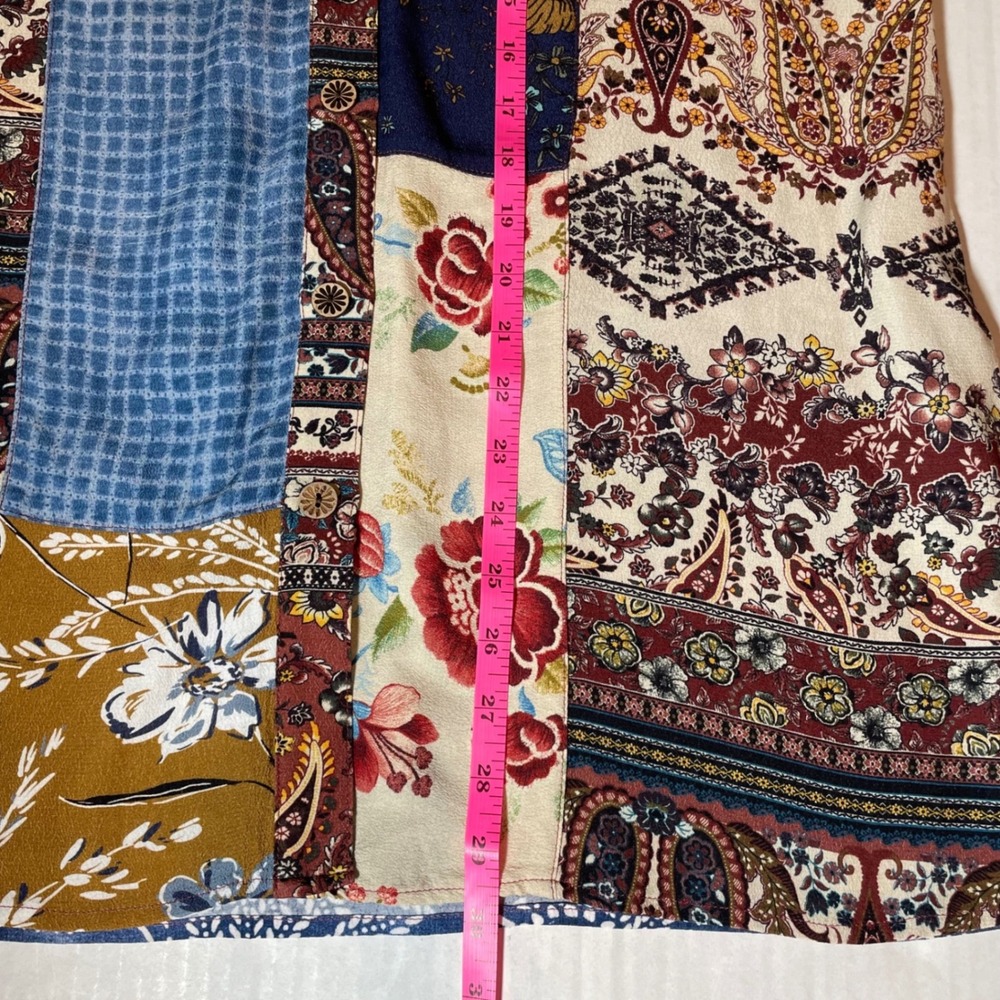 John Mark Womens Patchwork Floral Paisley Button‎ Down Shirt Tunic Multicolor M - Picture 8 of 8